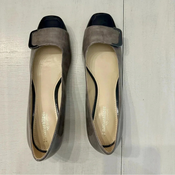 Naturalizer N5 Comfort Xavier Black Buckle Top Block Heel Shoes Size 8 1/2 GUC - Picture 2 of 9